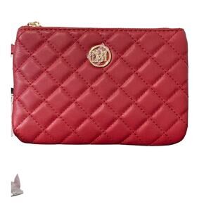 Badgley Mischka Diamond Quilted Clutch Wristlet NWT Brick Red